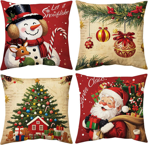4-Piece Christmas Pillow Covers Set – 18x18 Holiday Decor