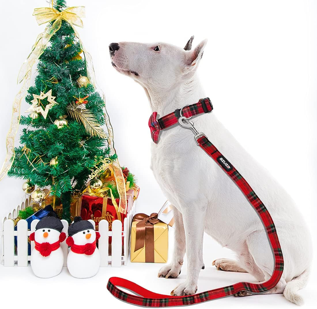 Christmas Buffalo Dog Collar and Leash Set, Classic Plaid Collar 