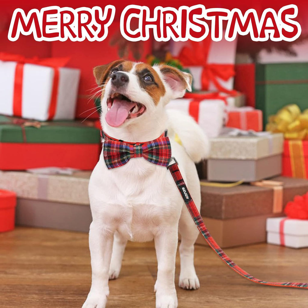 Christmas Buffalo Dog Collar and Leash Set, Classic Plaid Collar 
