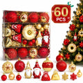 60-Piece Red & Gold Christmas Ornament Set – Shatterproof Holiday Decor