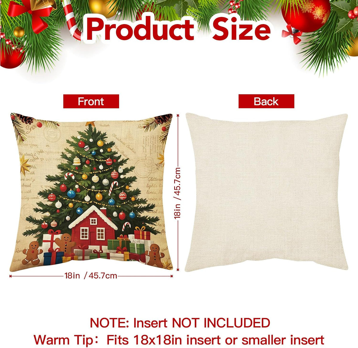 4-Piece Christmas Pillow Covers Set – 18x18 Holiday Decor