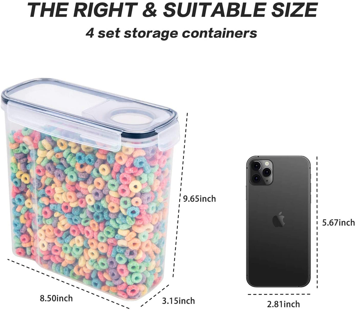 Set - 4 Piece Airtight Cereal Storage Containers(135.2Oz)