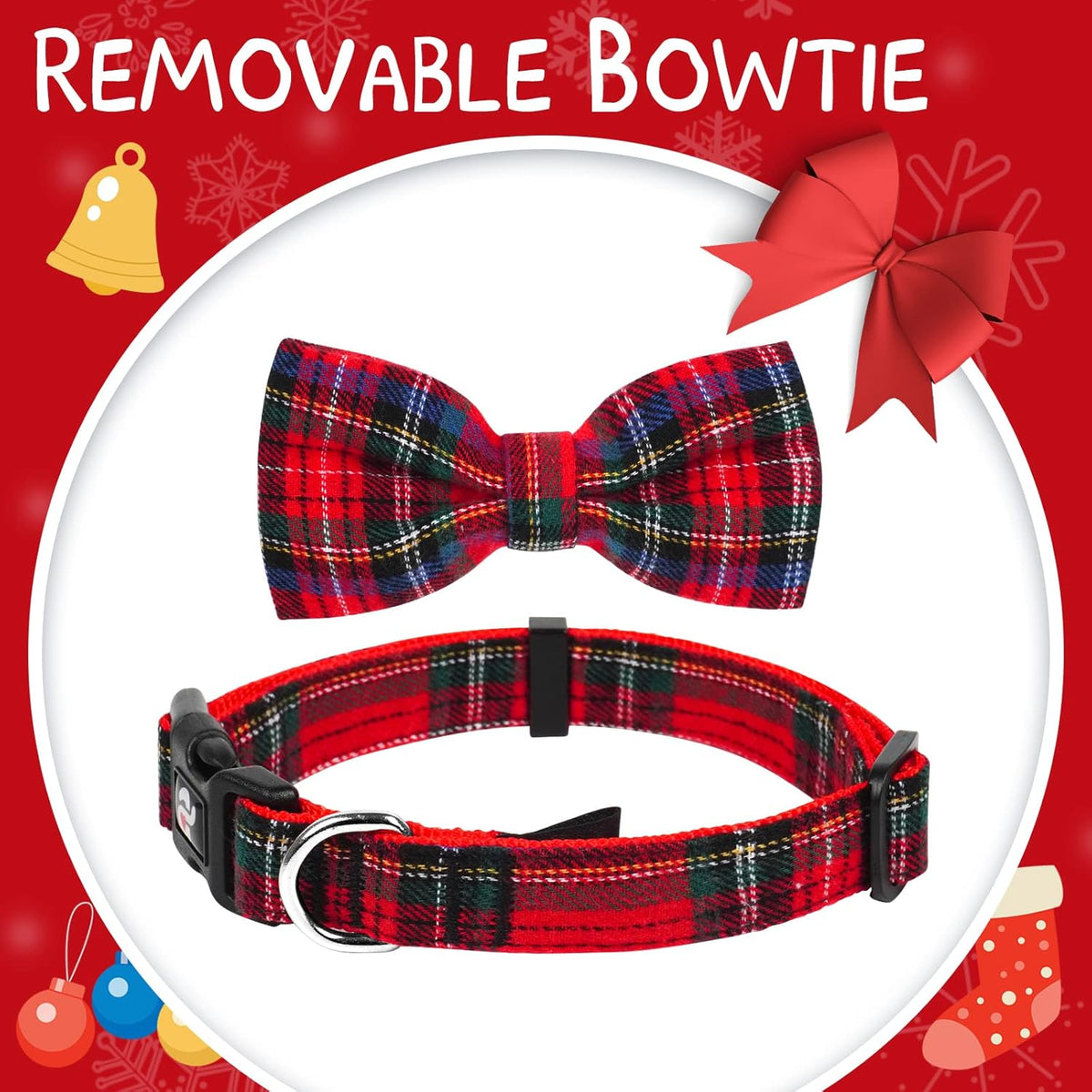 Christmas Buffalo Dog Collar and Leash Set, Classic Plaid Collar 