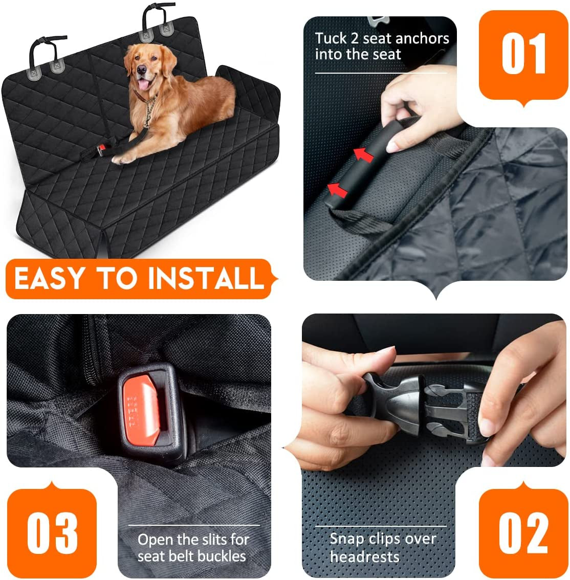Warteproof Dog Car Seat Cover-Durable Back Seat Protector