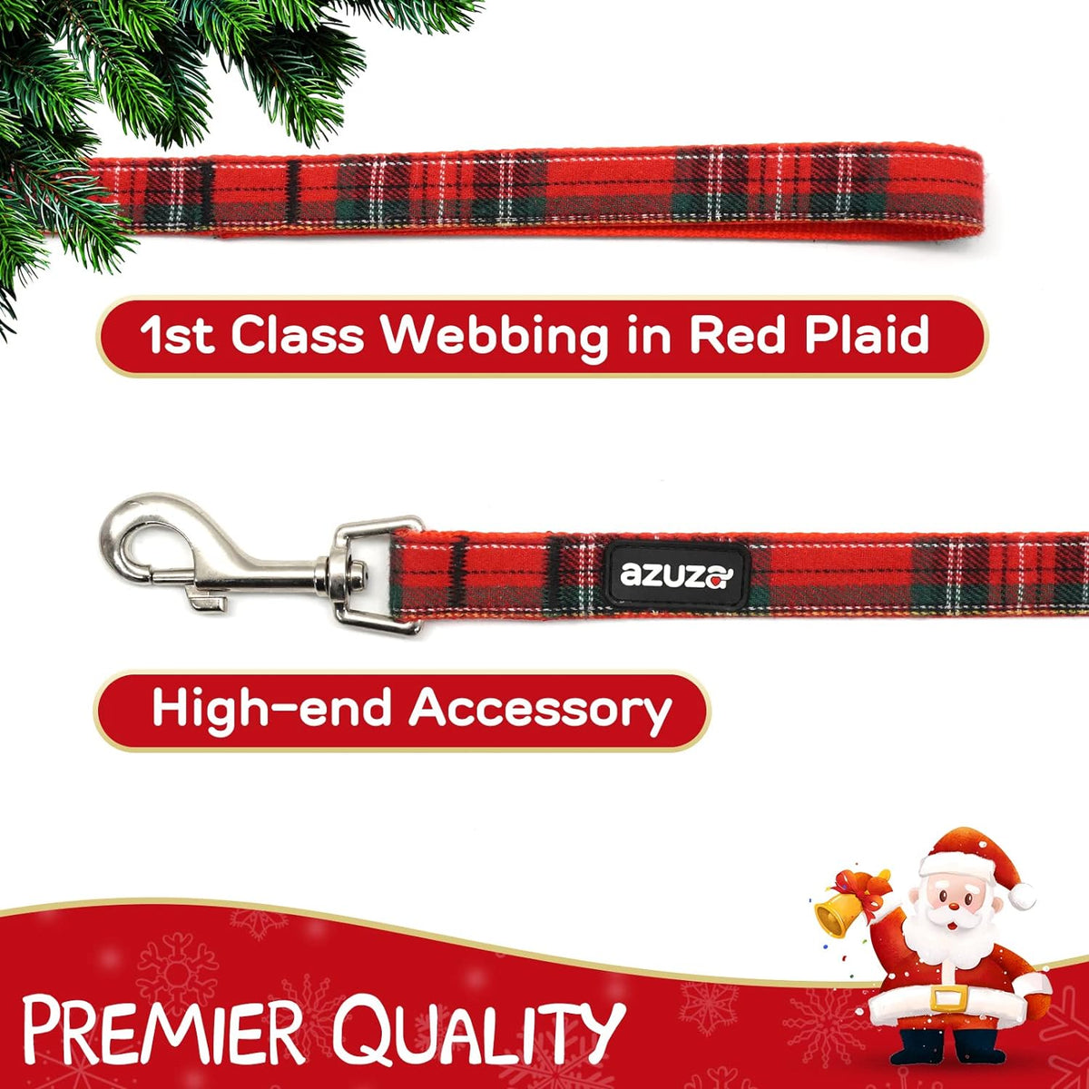 Christmas Buffalo Dog Collar and Leash Set, Classic Plaid Collar 